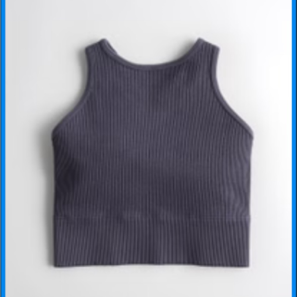 Gilly Hicks Ribbed Seamless Longline High-Neck Bra Top
